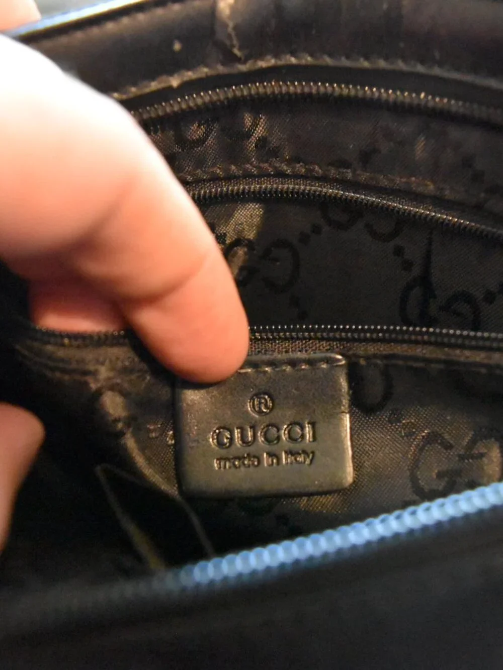 Vintage Gucci GG Monogram‎ Black Canvas Crossbody Shoulder Bag - Made in Italy